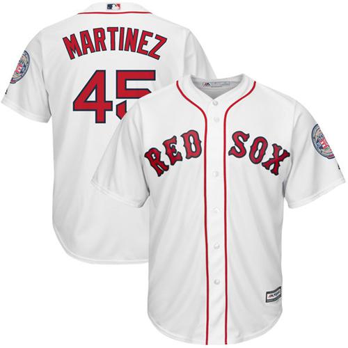 Red Sox #45 Pedro Martinez White New Cool Base Cooperstown Stitched MLB Jersey - Click Image to Close
